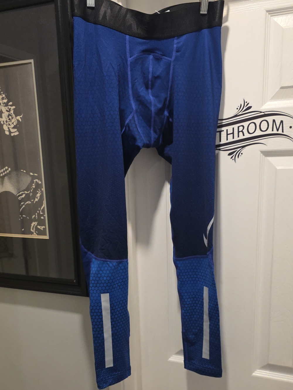 Nike Men’s Blue Long Compression Tights with Reflective Accents